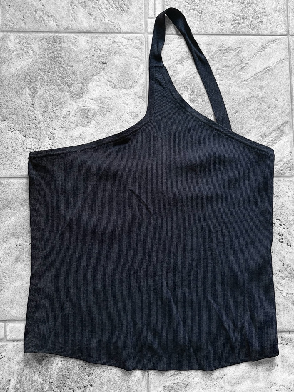 DISSH Griffin Black Asymmetrical One Shoulder Knit Crop Top Women’s XXL